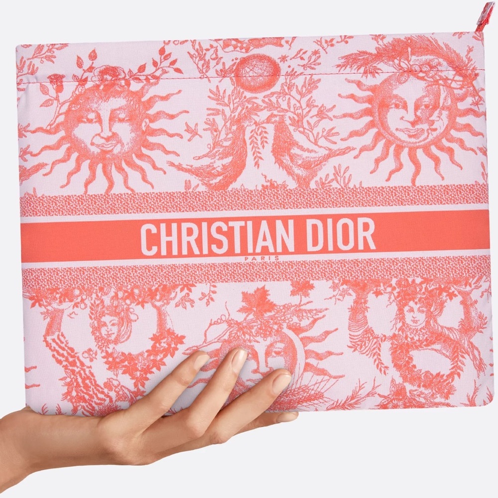 Dioriviera DiorTravel Zipped Pouch Clutch Makeup Bag | Orange / Peach / Coral - Picture 2 of 15